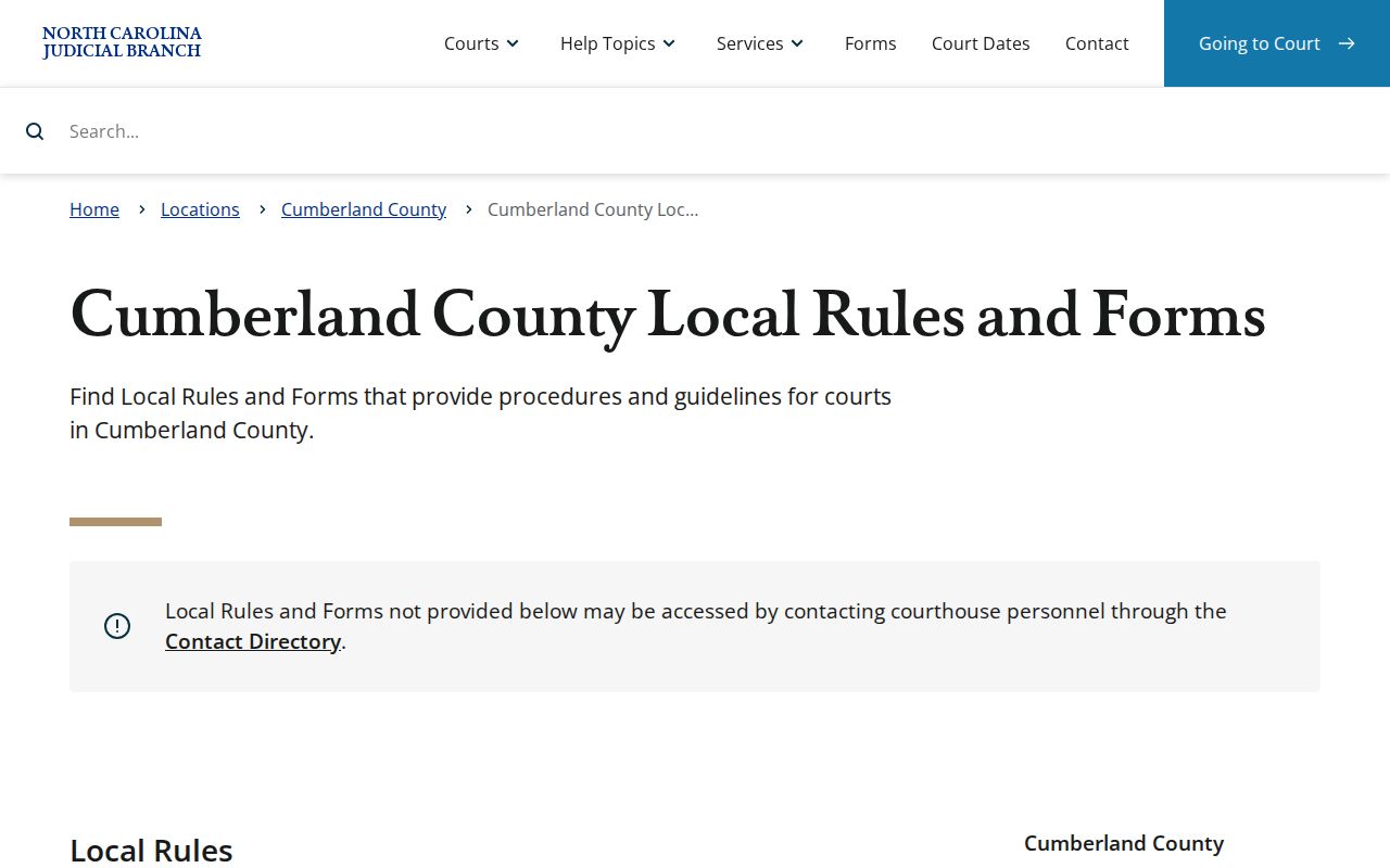 Cumberland civil court dates local rules source