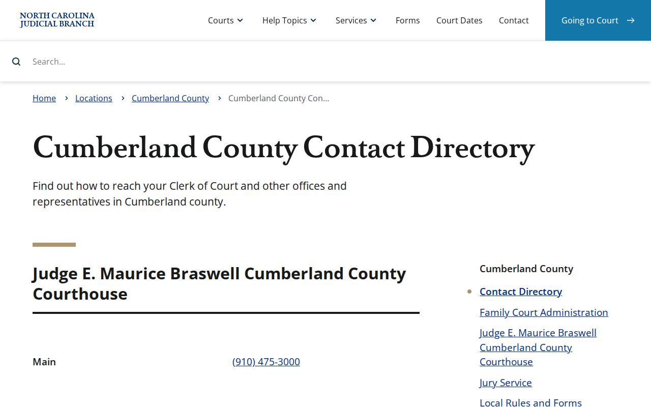 Cumberland court dates contact directory source