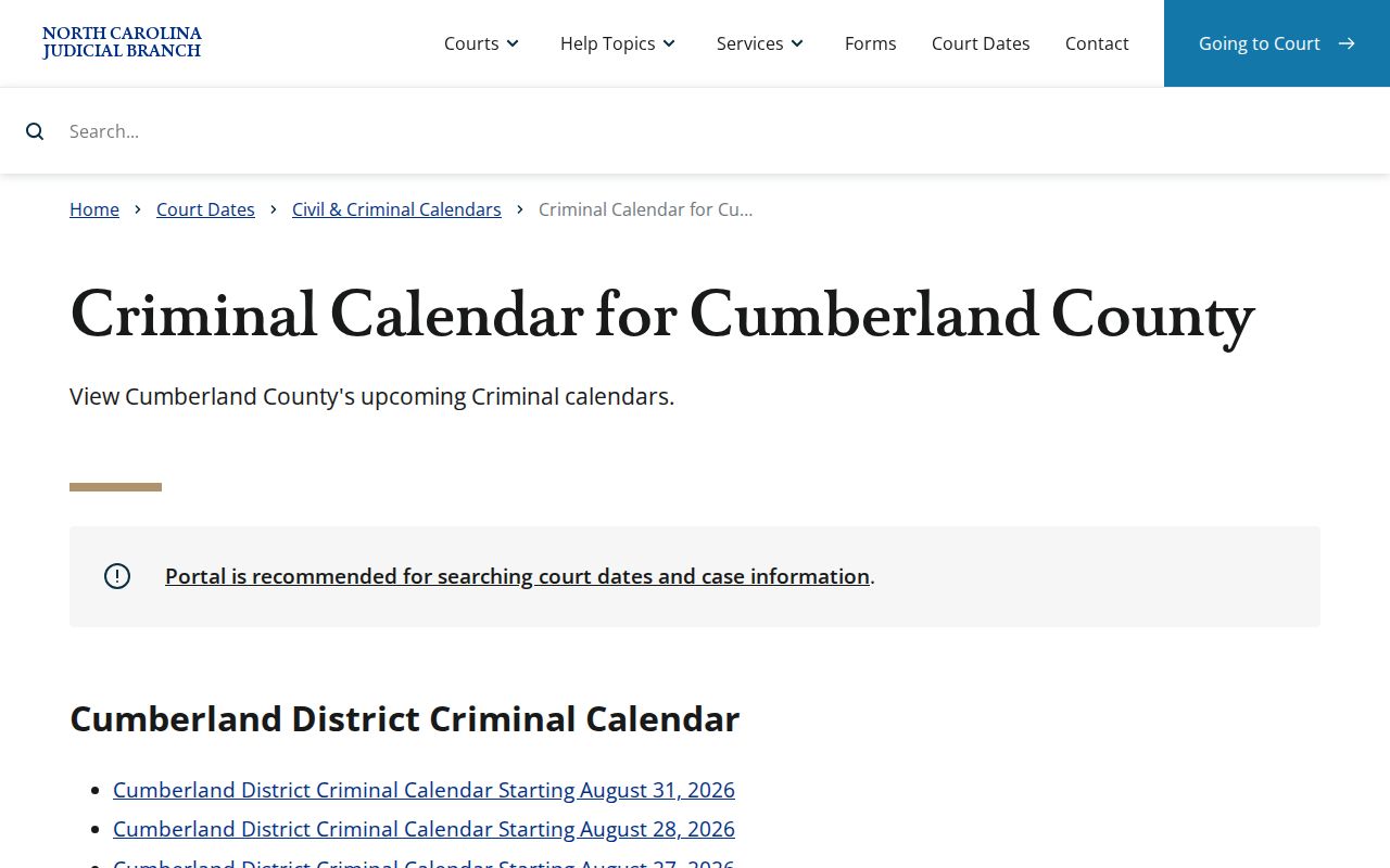 Cumberland criminal court dates calendar source