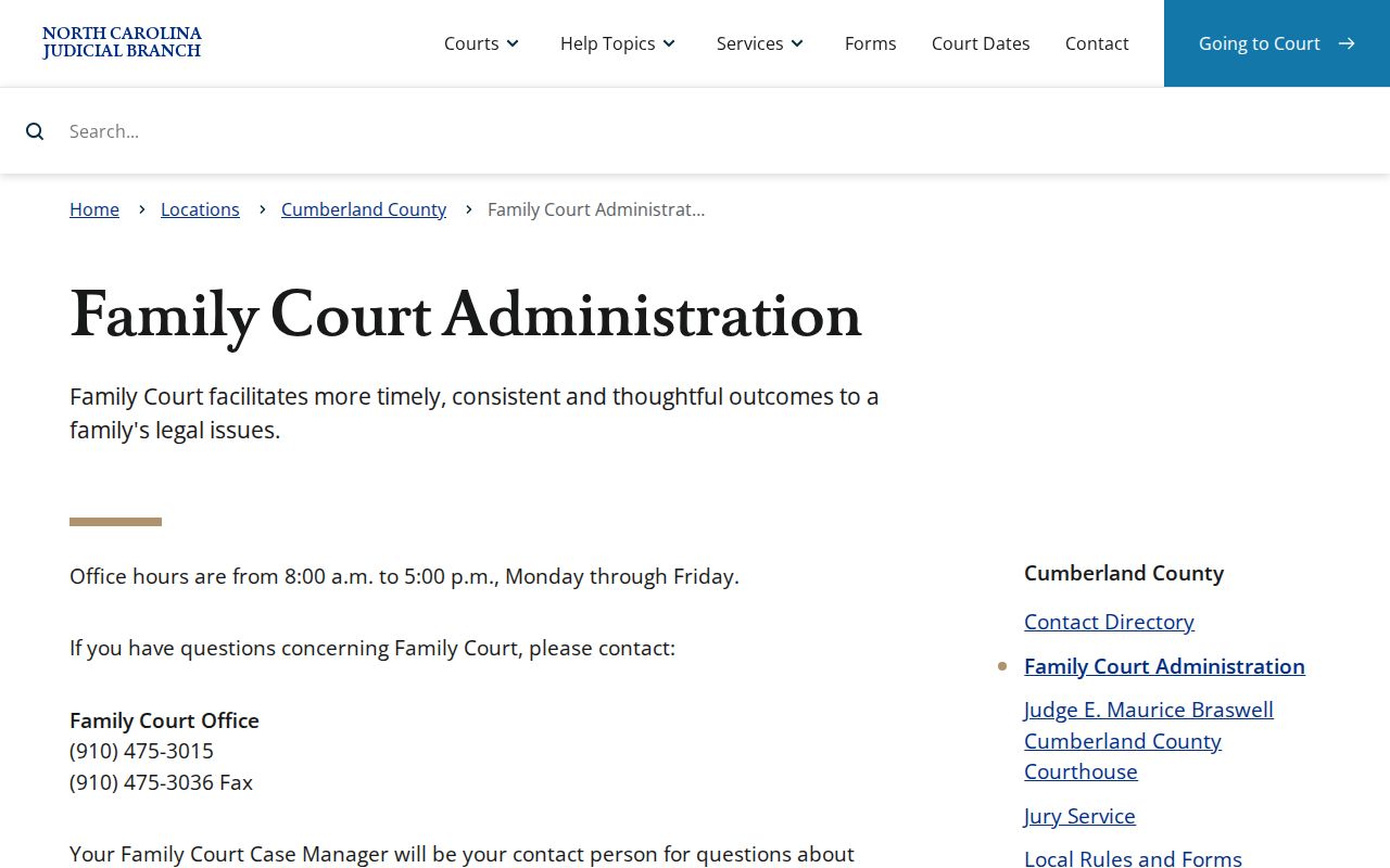Cumberland family court dates administration source