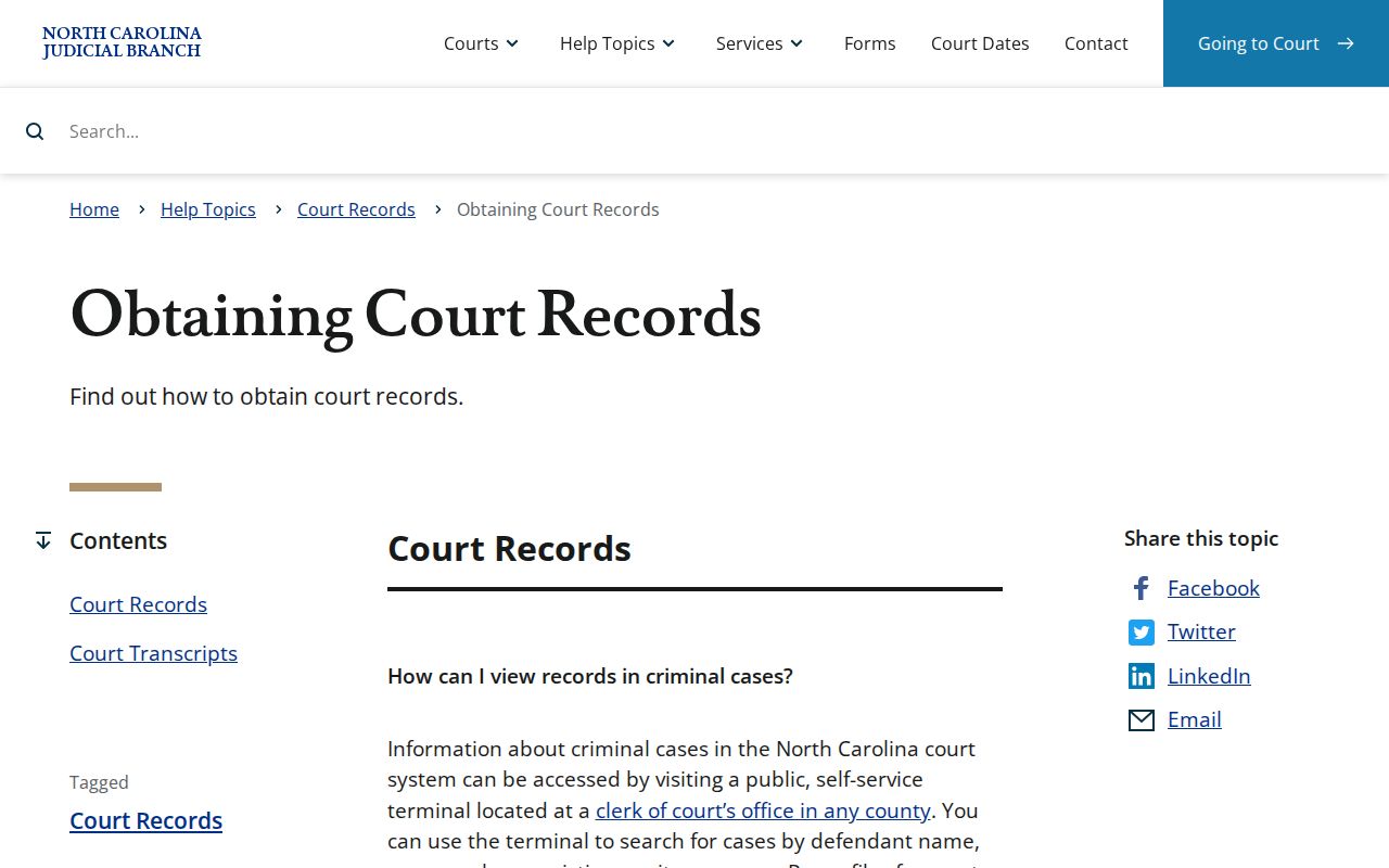 Cumberland County court records guidance from the North Carolina Judicial Branch