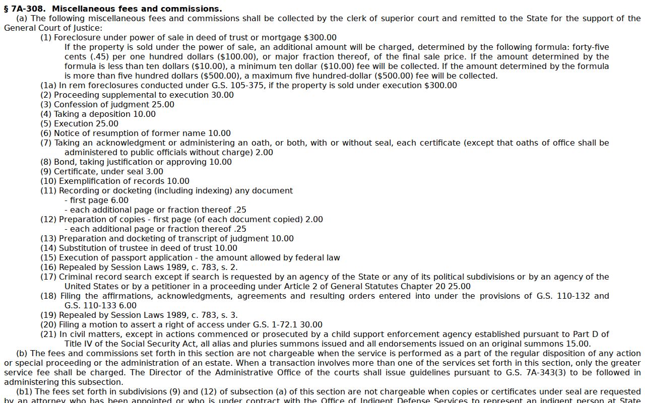 Cumberland County court records copy and certification fee statute
