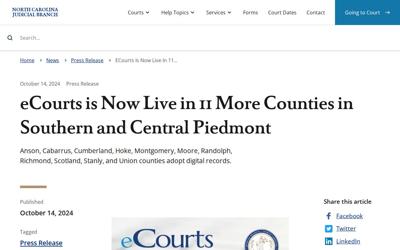 Cumberland criminal docket search eCourts rollout source