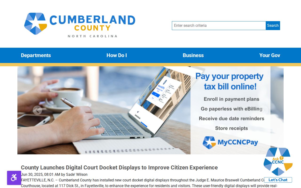 Cumberland County court docket display access at courthouse