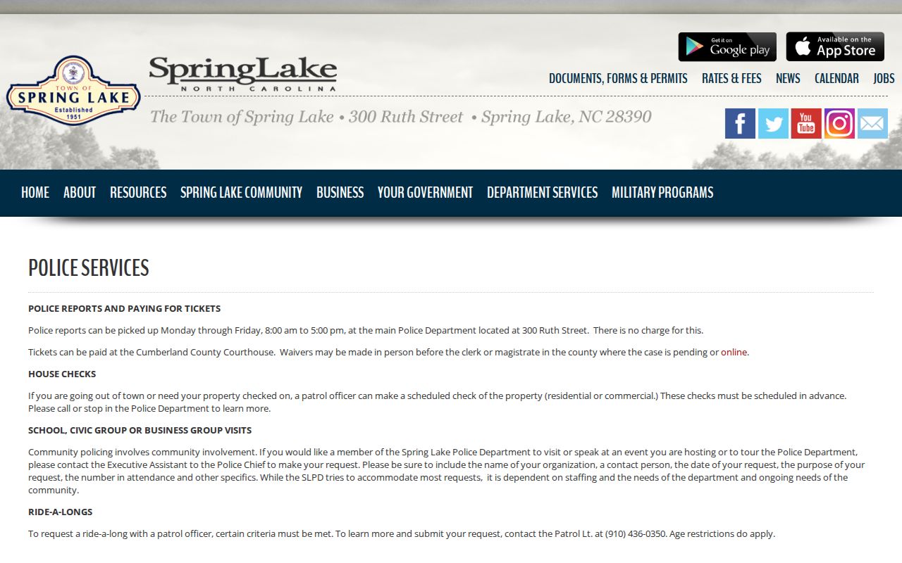 Spring Lake court docket police services citation routing in Cumberland County