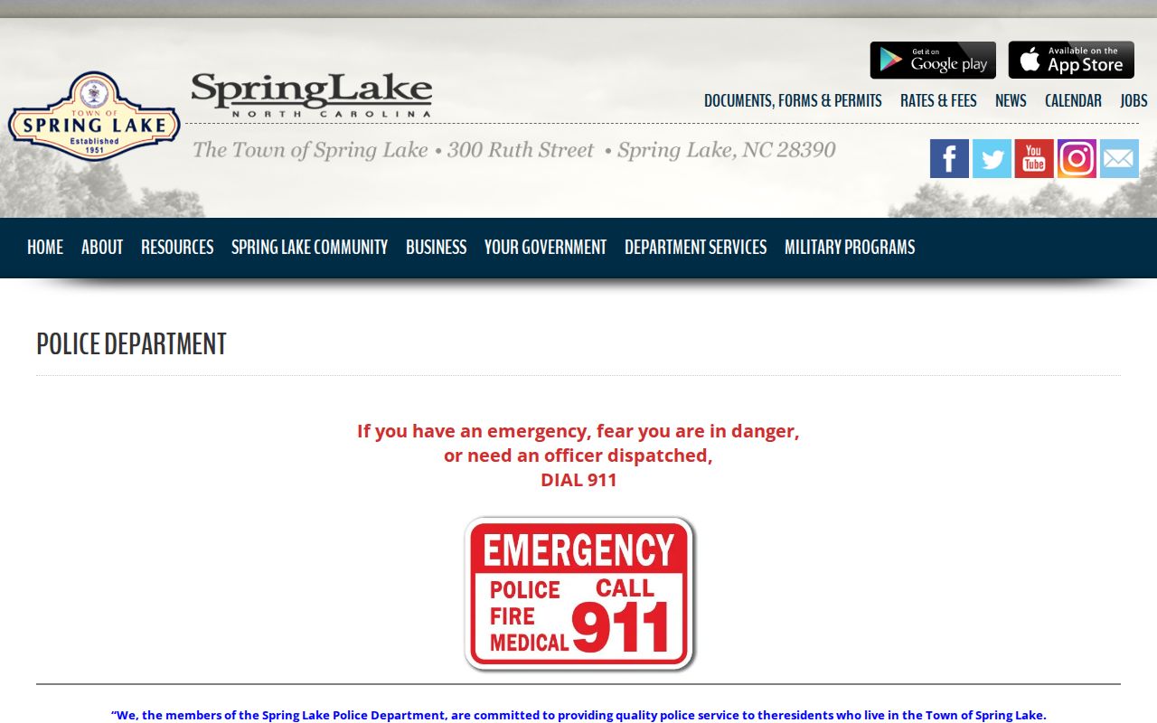 Spring Lake court docket police department source and state court distinction